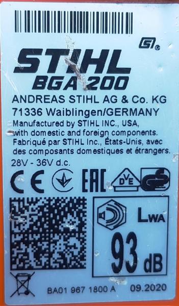 BGA 200 aus 09/2020 ohne Akku und Ladegerät