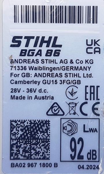 BGA 86 aus 04/2024 mit AP 500 S und AL 301 ( NEU )